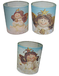 3 Glas-Teelichthalter �Schutzengel� mit Teelicht