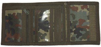 Mil-Tec Geldbeutel Geldbörse Klettverschluss Sicherheitskette Flecktarn