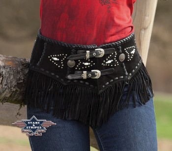 Stars & Stripes Westerngürtel Leder »CELIA« Schwarz