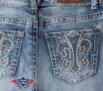 Stars & Stripes Western Damen Bootcut-Jeans »LEXI« Stone-Wash