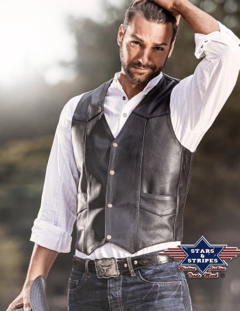 Stars & Stripes Herren Weste Leder »W-01« Gr.M