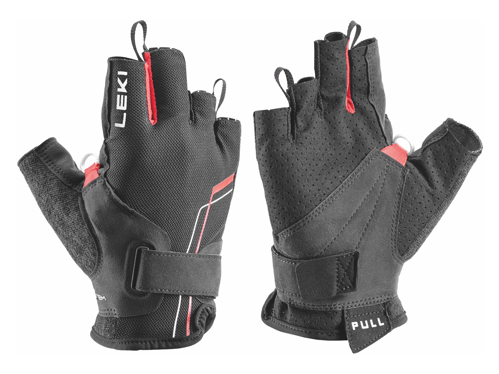 LEKI Handschuhe »Nordic Breeze Shark Short« Schwarz Rot Weiß