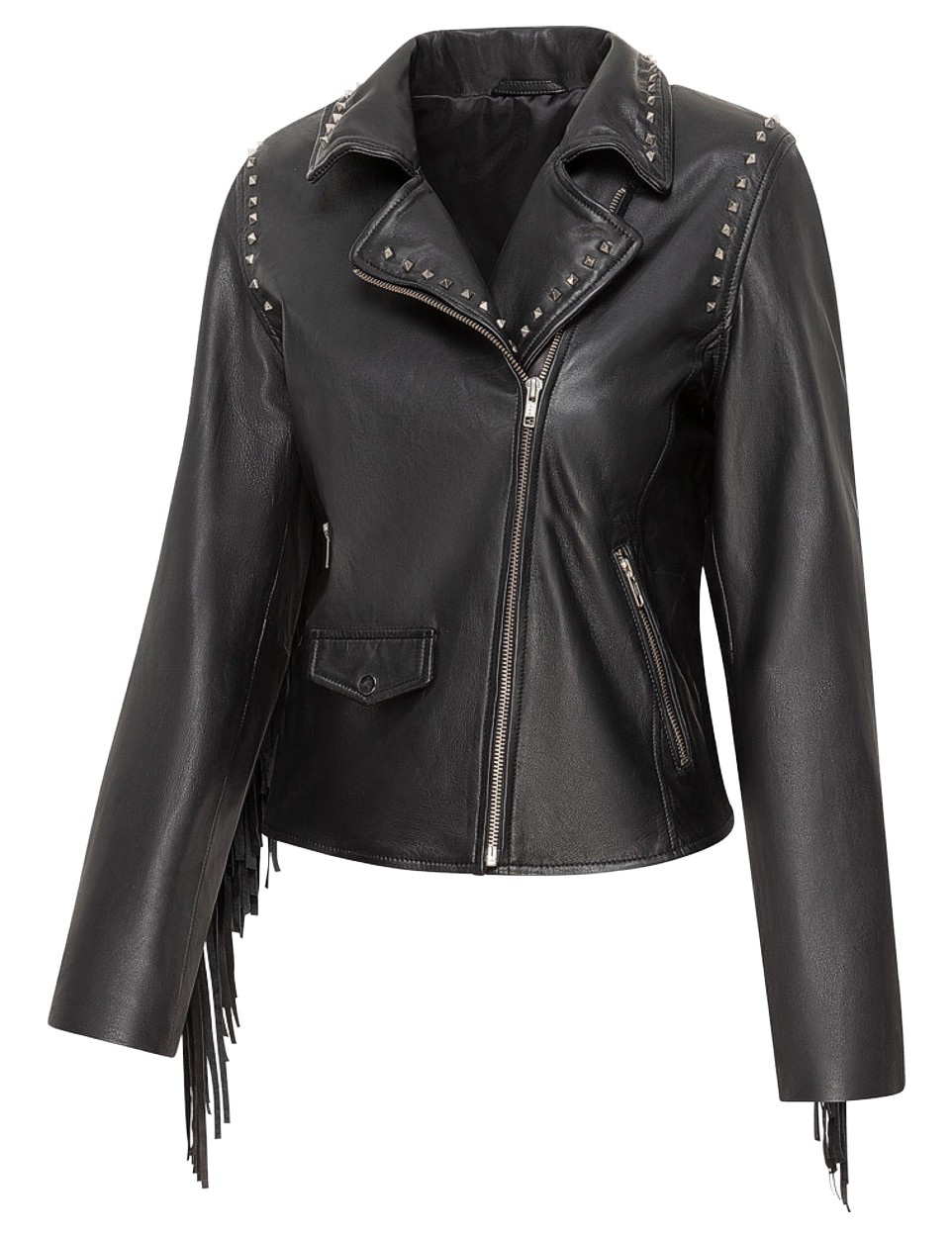 Stars & Stripes Fransenjacke Nappaleder Bikerlady »AMBER«