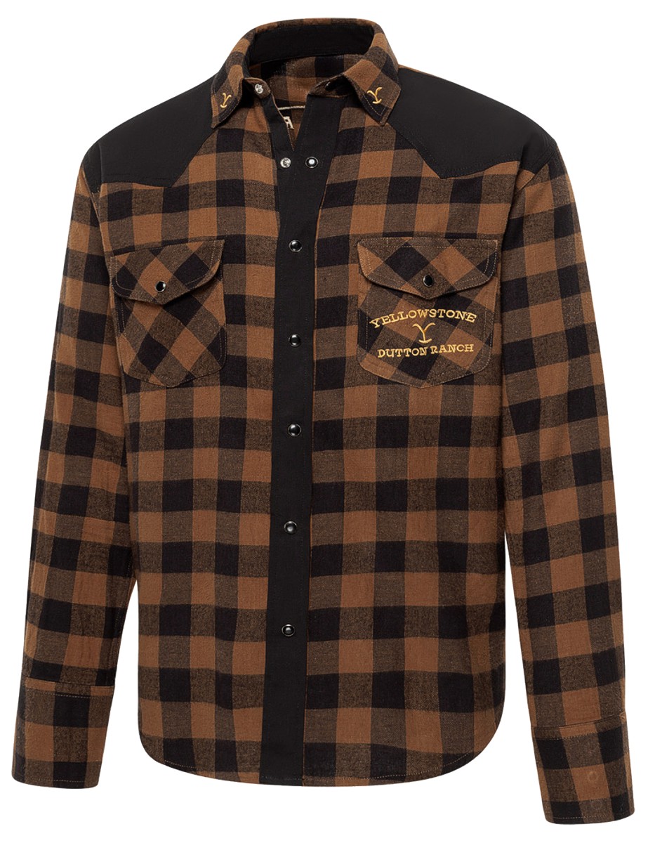 Stars & Stripes Herren Westernhemd YELLOWSTONE »1886« Braun Schwarz Kariert