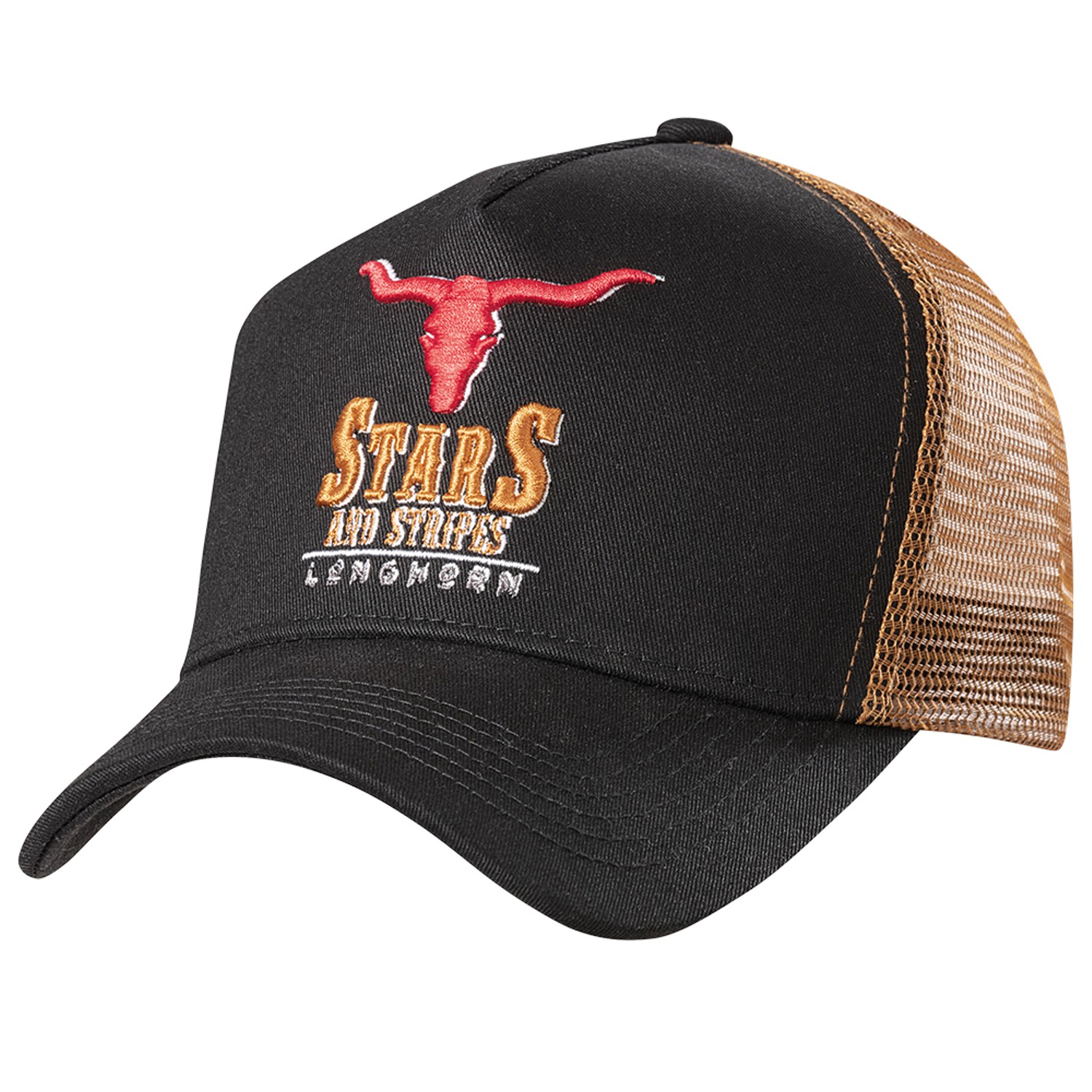 Stars & Stripes Basecap Truckercap Cap »LONGHORN« Schwarz