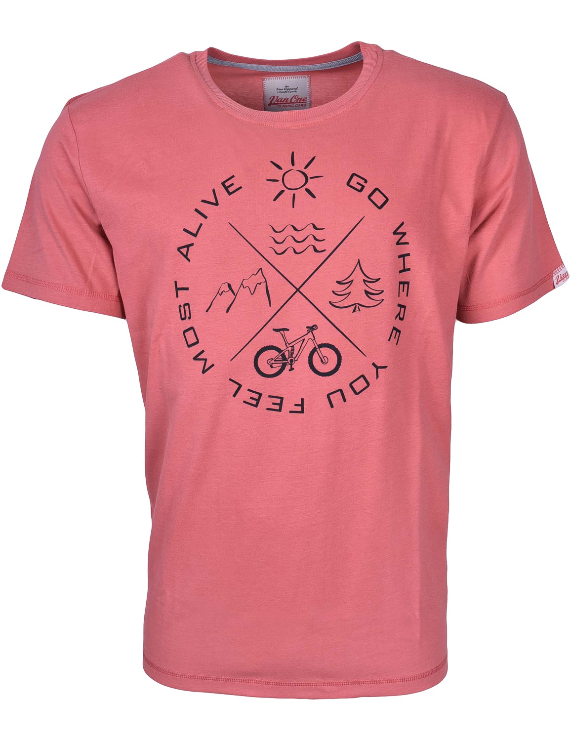 Herren T-Shirt VW Bulli »MOST ALIVE« Rot Schwarz Gr.L