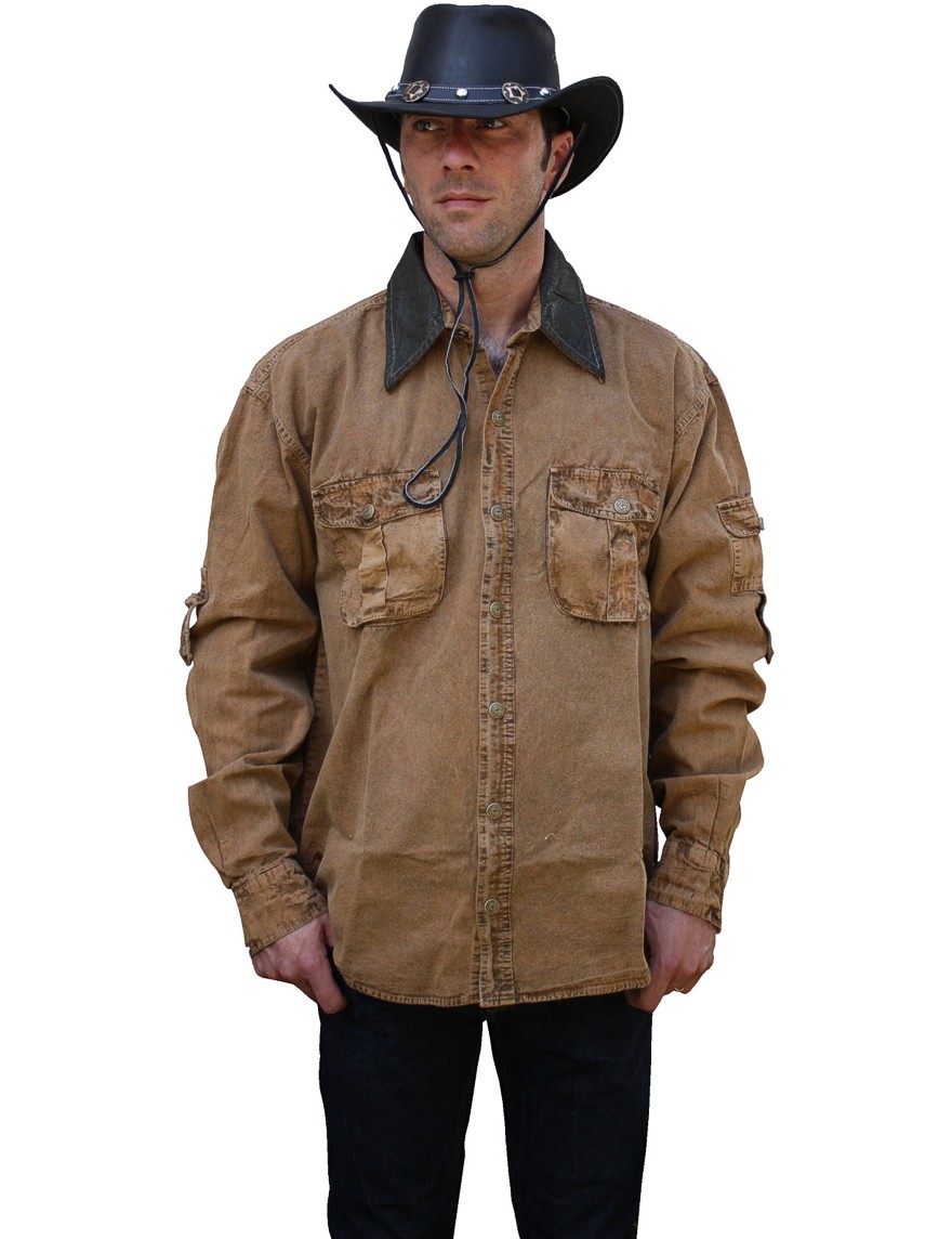 Scippis »Leeton« Canvas Shirt im Hemden-Style Tobacco