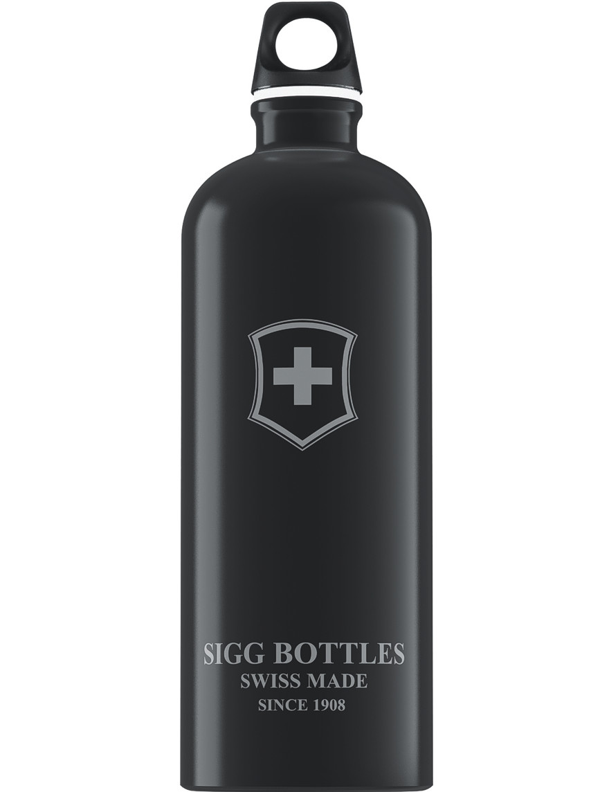 SIGG Flasche 1,0 L Trinkflasche Alu SWISS EMBLEM Schwarz