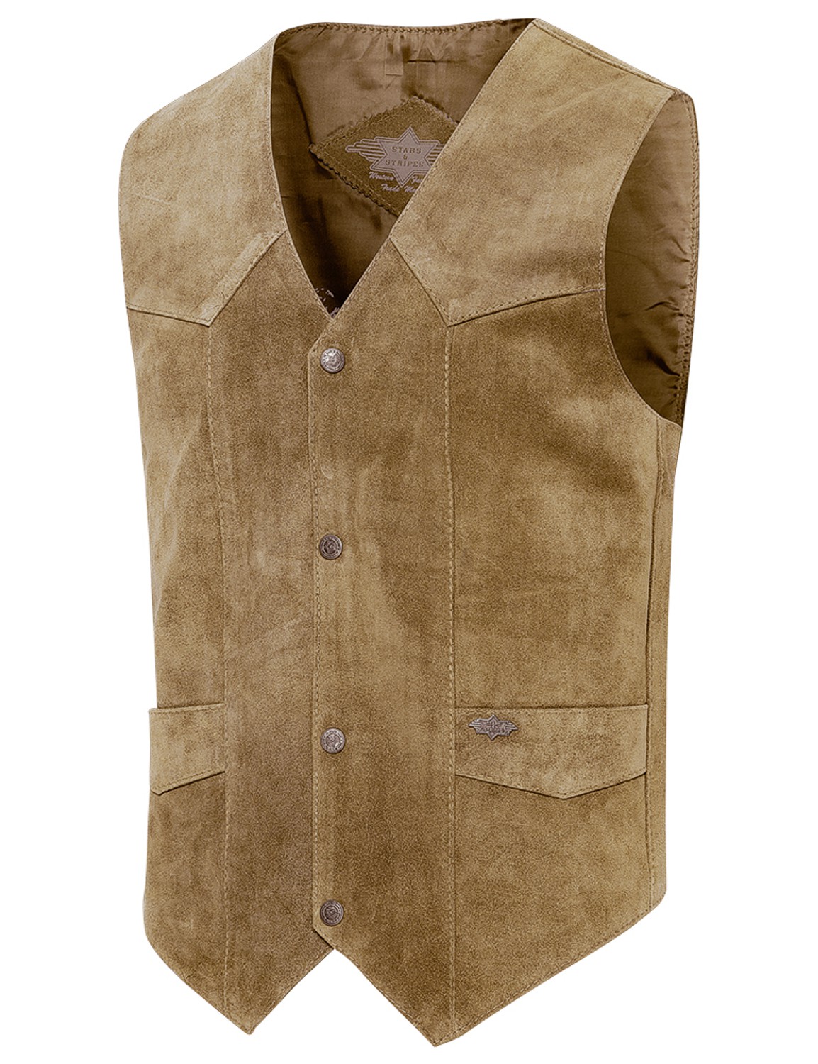 Stars & Stripes Herren Weste Leder »ALABAMA« Beige