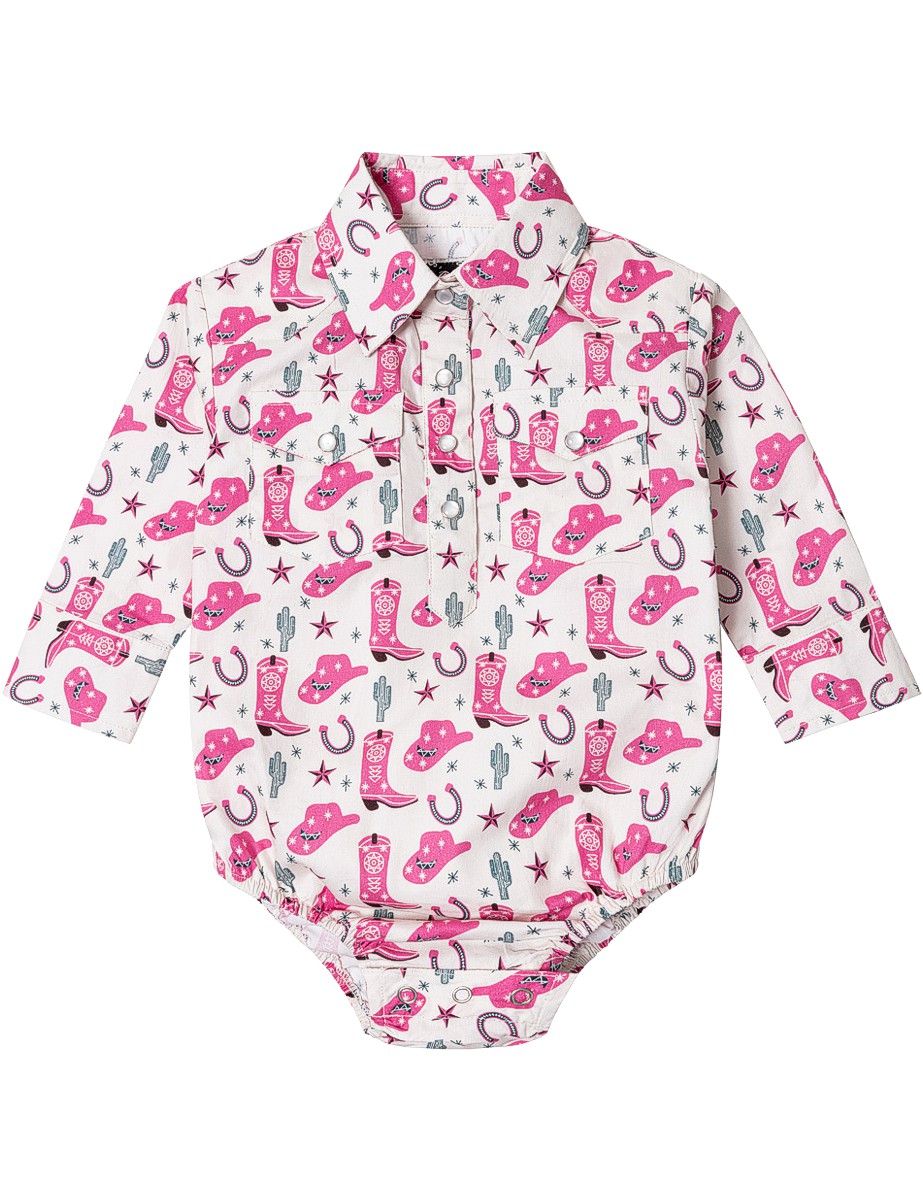 Stars & Stripes Baby Body mit langen Ärmeln und lustigem Cowboy-Motiv »BABY COWGIRL«