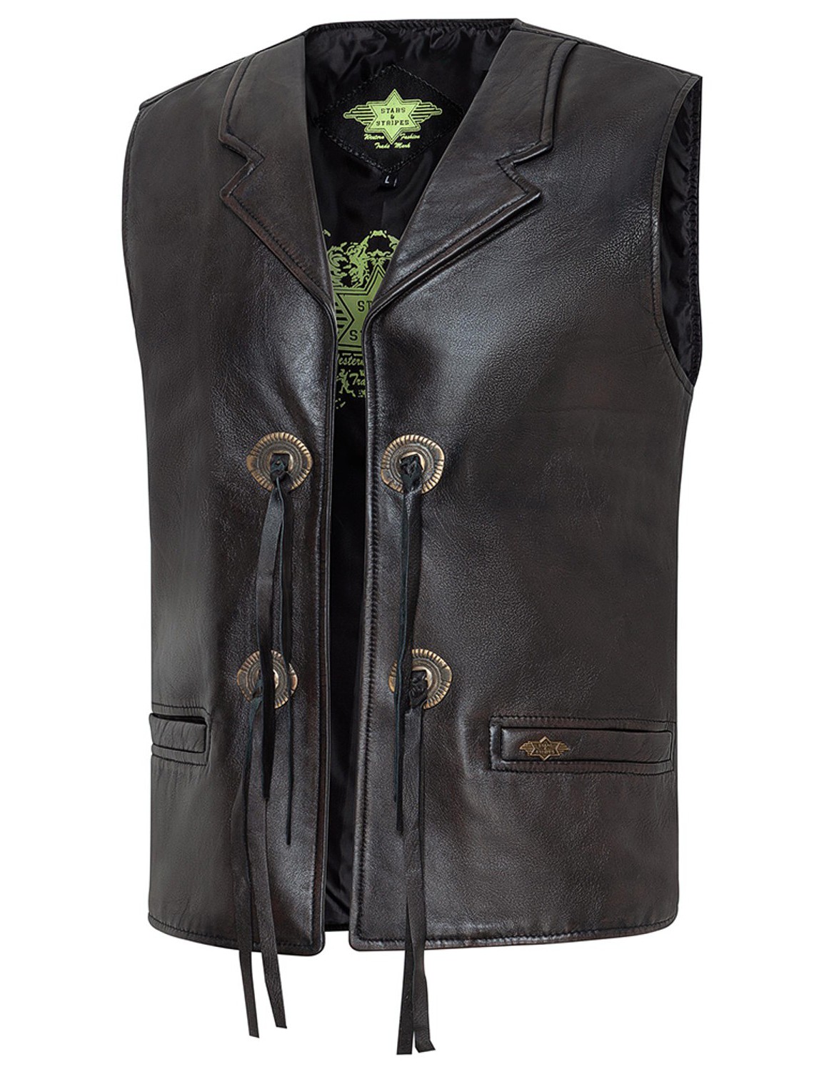 Stars & Stripes Herren Weste Leder »BONANZA« Braun