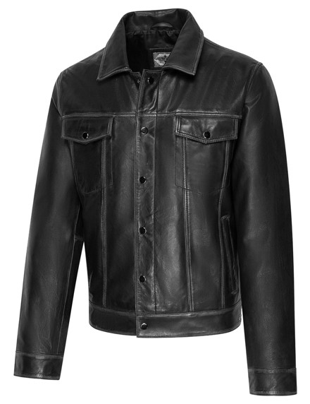 Stars & Stripes Western Biker Lammlederjacke Stone-Effect »CEDRIC«