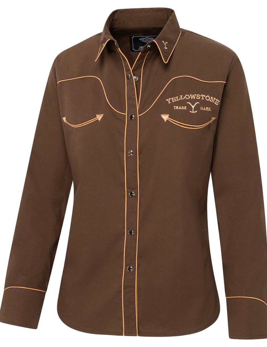 Stars & Stripes Damen Westernbluse YELLOWSTONE »Dutton forever« Braun