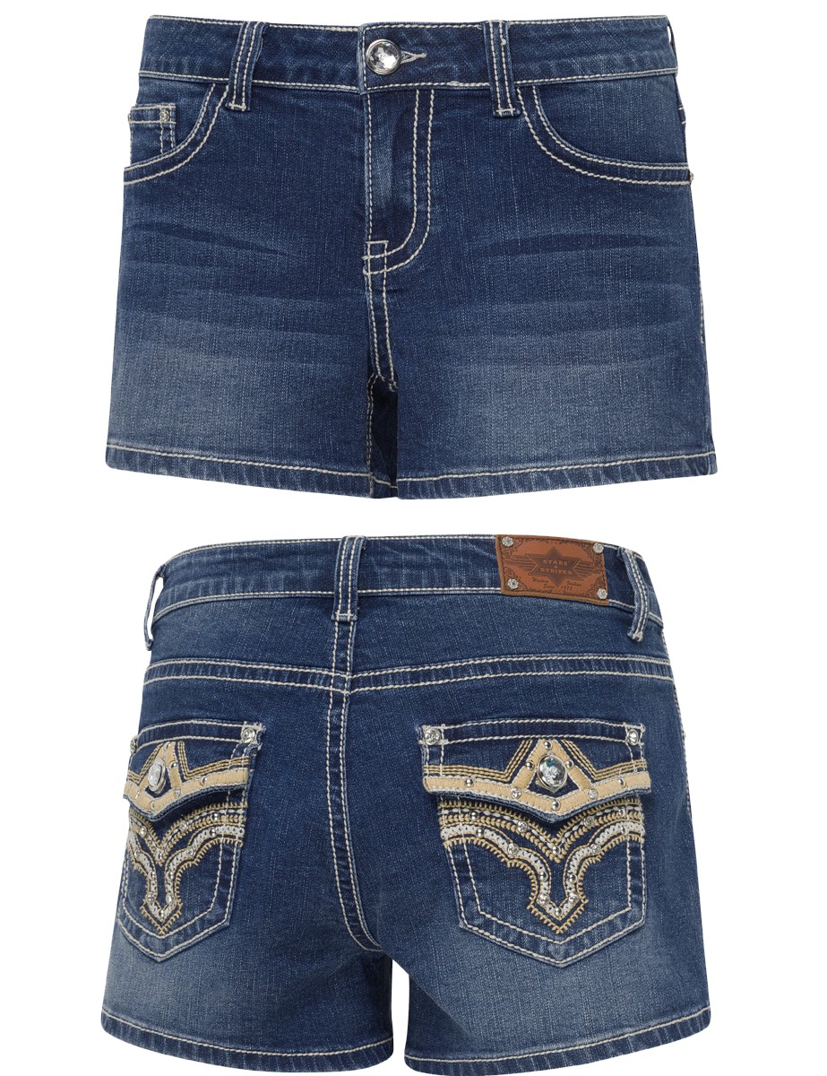 Stars & Stripes Western-Jeans mit gestickten Details »DIAMOND Short«