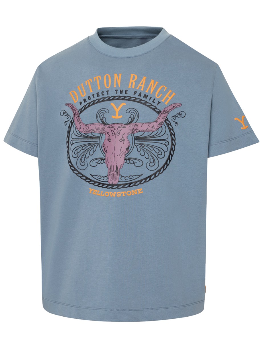 Stars & Stripes T-Shirt YELLOWSTONE »Protect the Family« Blau