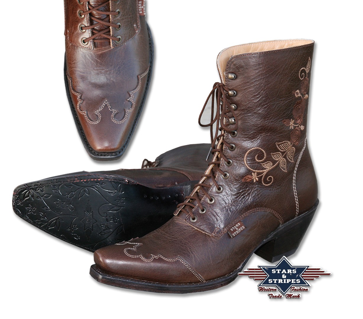 Stars & Stripes Damen Stiefel Western Boots »ROSI« Braun Gr.41