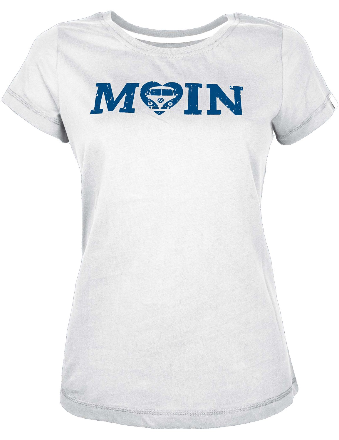 Damen T-Shirt VW Bulli »MOIN« Weiß Blau Gr.L