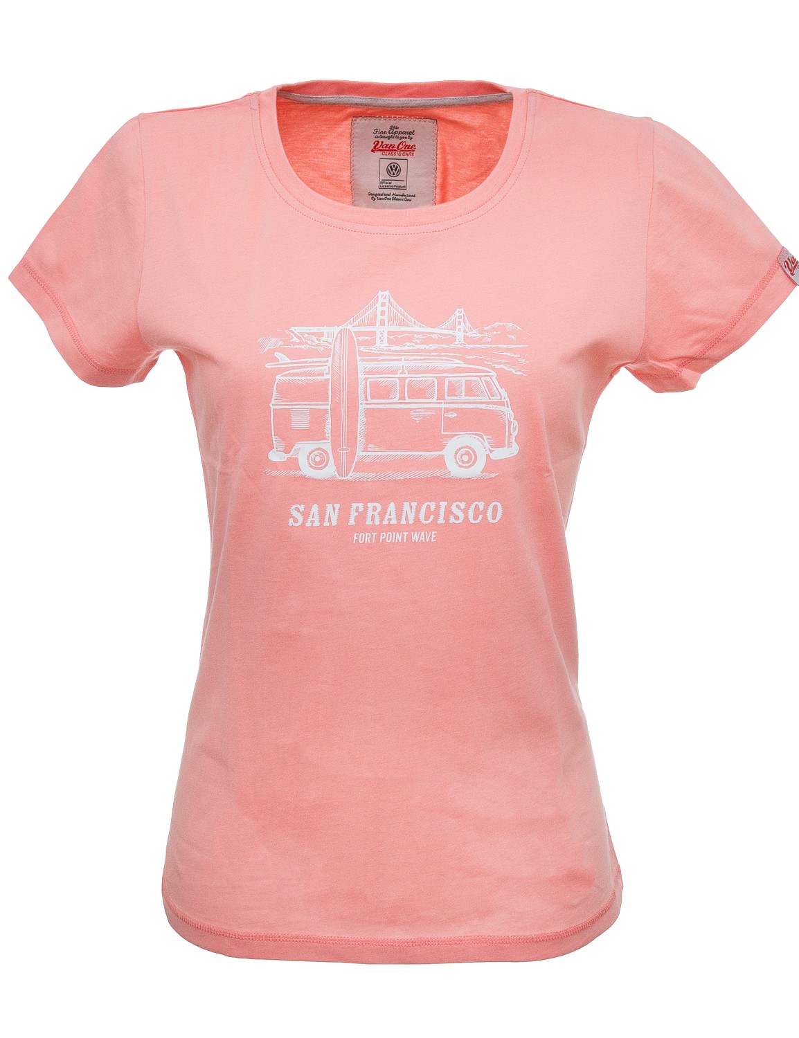 Damen T-Shirt VW Bulli »SAN FRANCISCO« Apricot Weiß