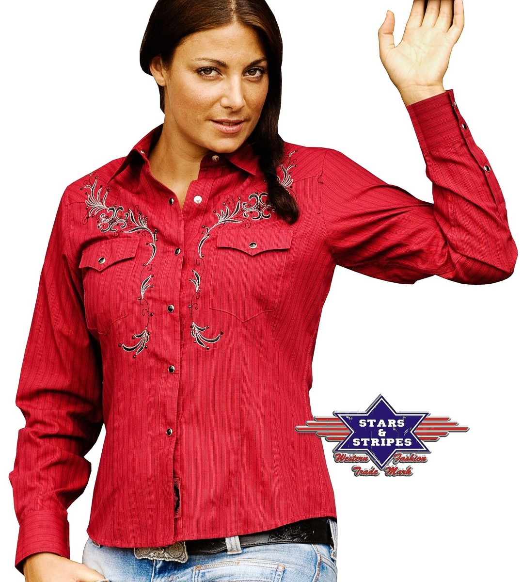 Stars & Stripes Westernbluse »BONNIE« Rot Gr.S