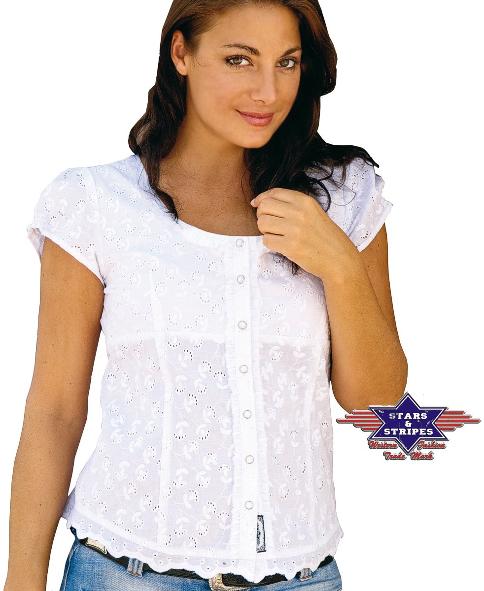 Stars & Stripes Westernbluse »VIRGINIA« Weiß Gr.S