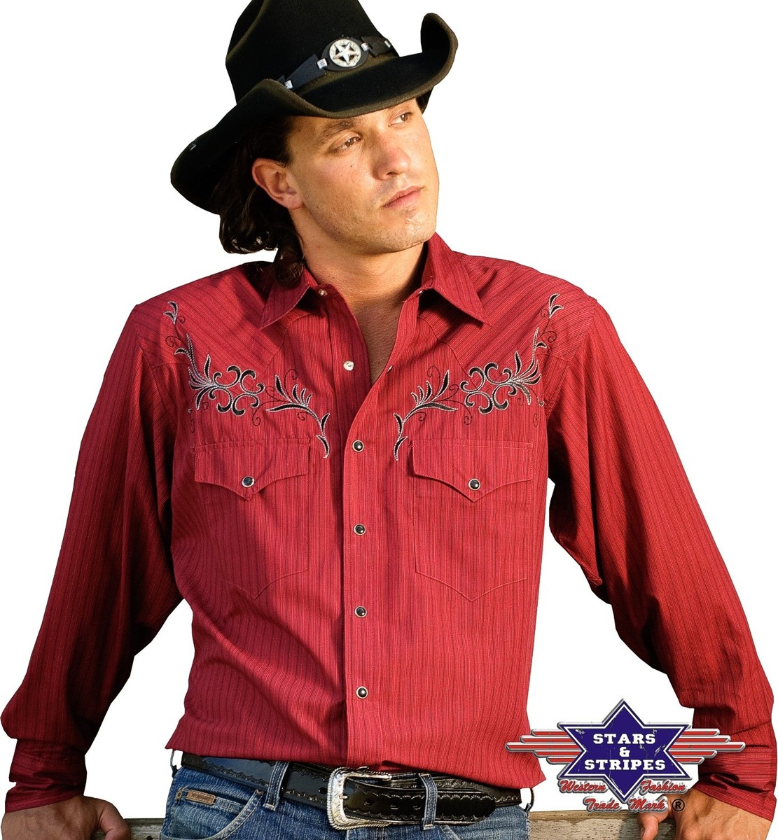 Stars & Stripes Herren Westernhemd »CLYDE« Rot Gr.S