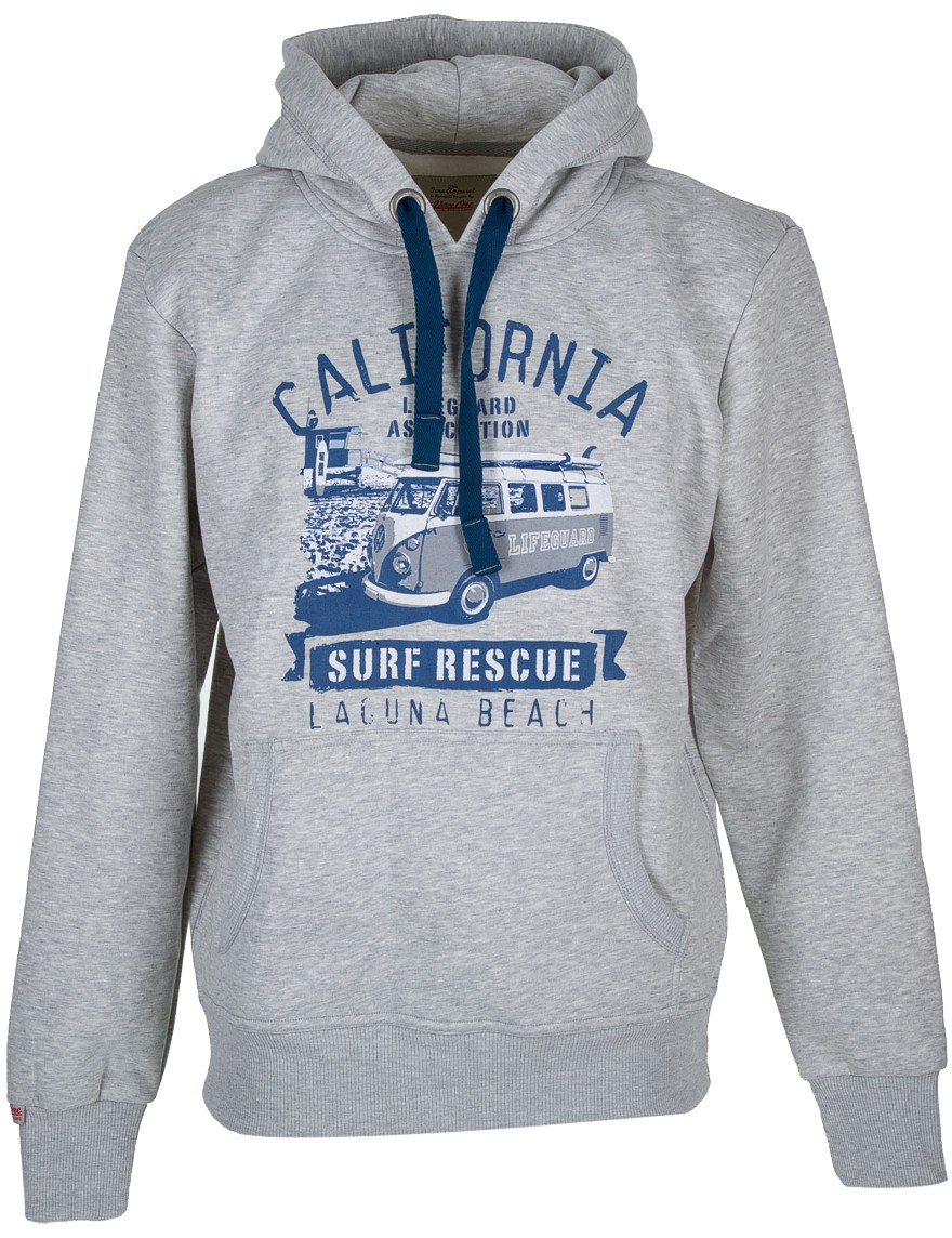 Herren Hoodie VW Bulli LAGUNA BEACH Light Grey / Blue Gr.S