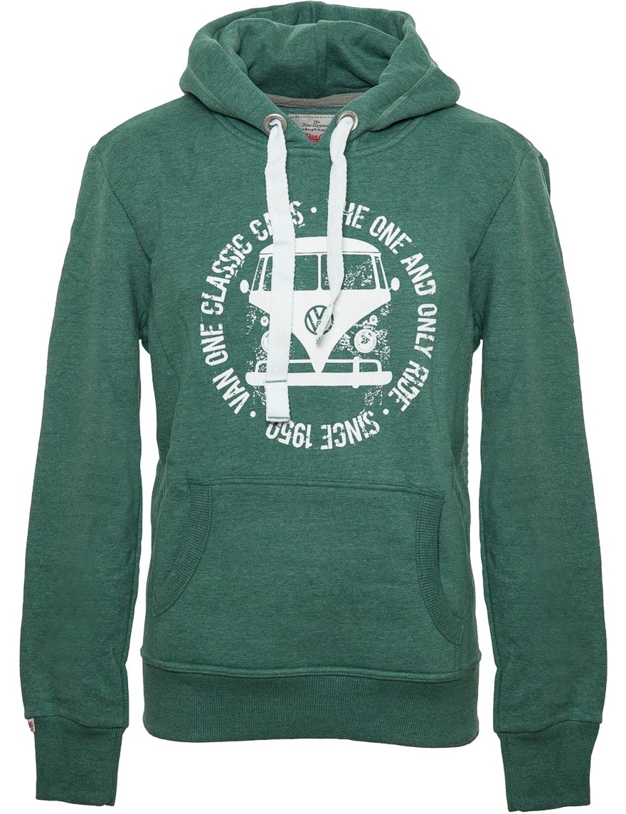 Herren Hoodie VW Bulli BULLI FACE USED New Green / White Gr.S