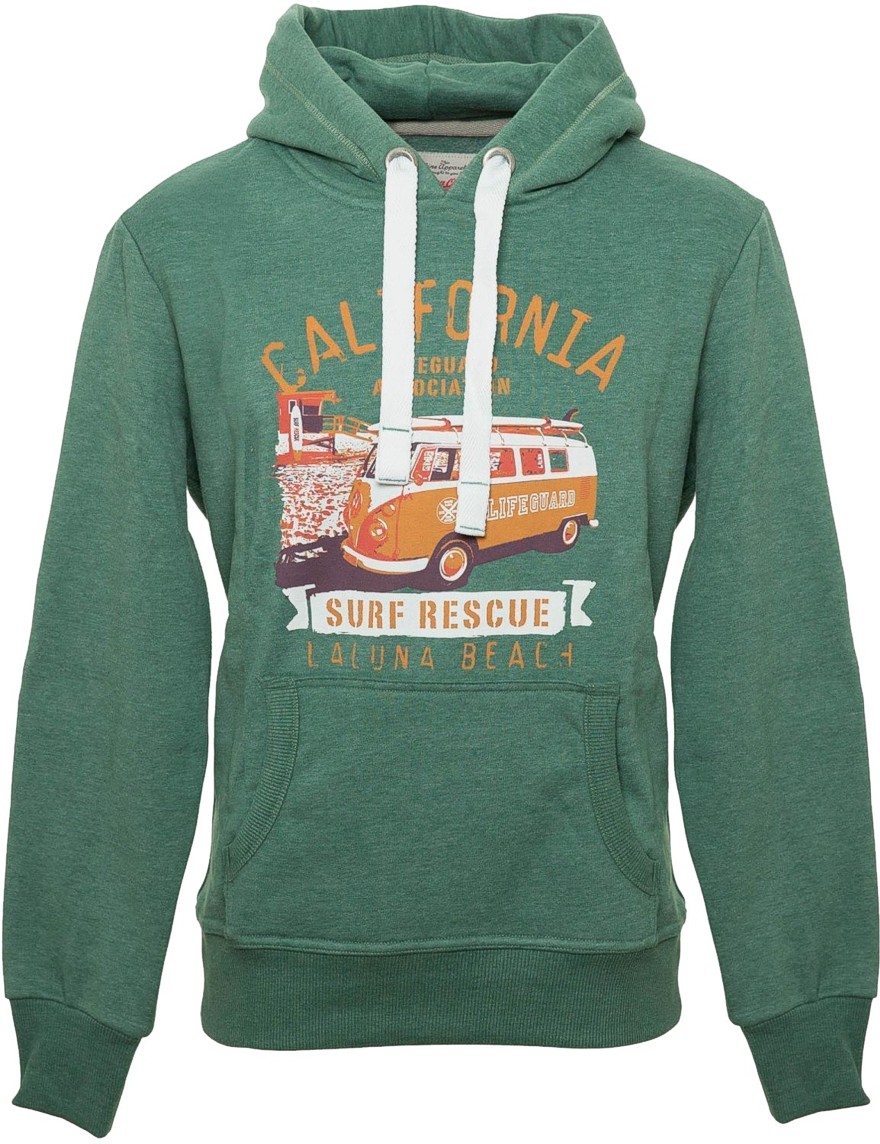 Herren Hoodie VW Bulli LAGUNA BEACH New Green / Orange Gr.M