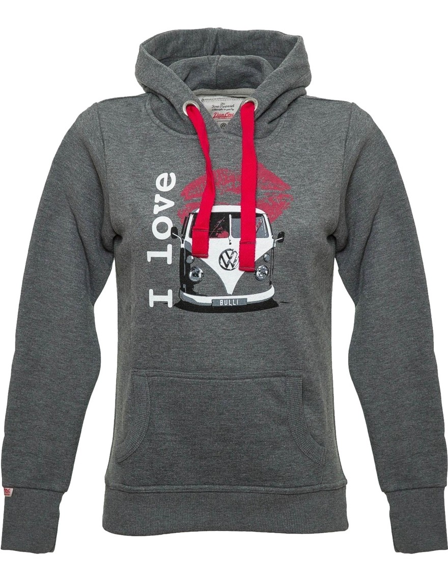 Damen Hoodie VW Bulli BULLI LOVE Dark Grey / Grey Gr.XS