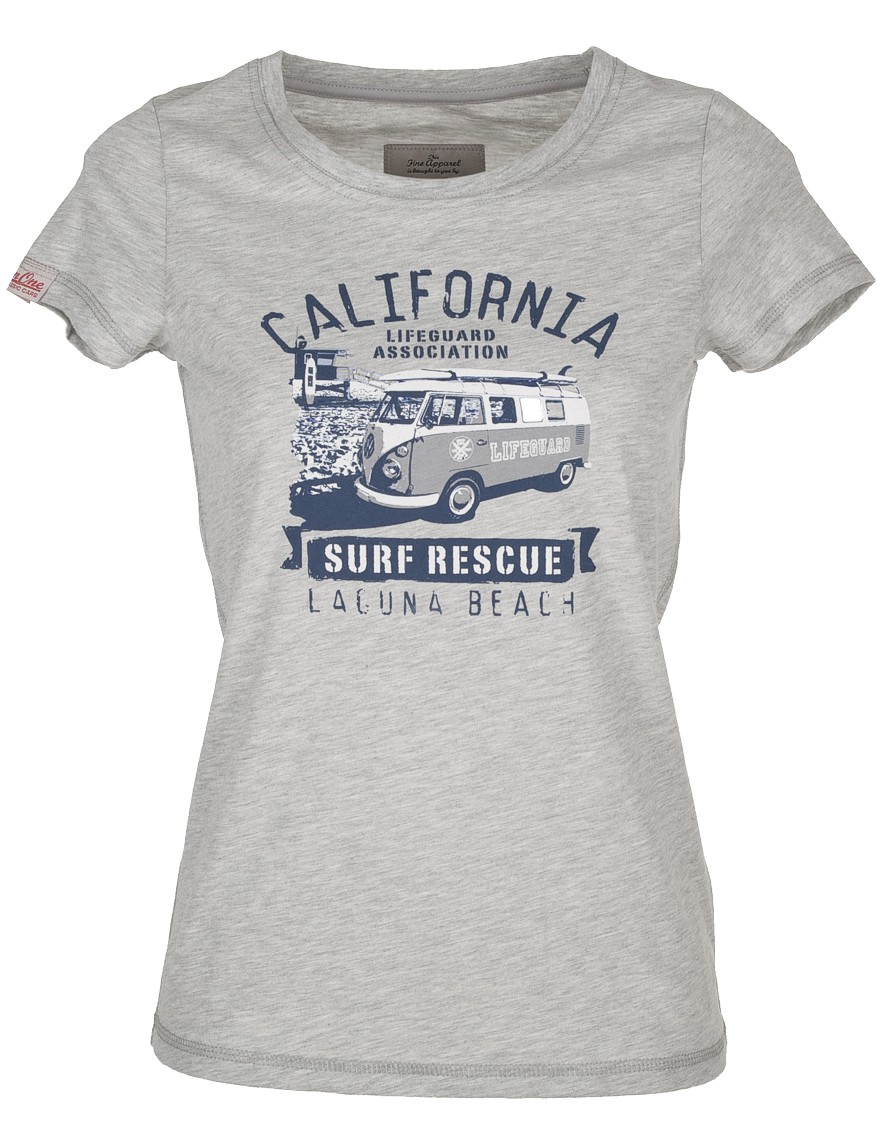 Herren T-Shirt VW Bulli LAGUNA BEACH Light Grey / Blue Gr.S