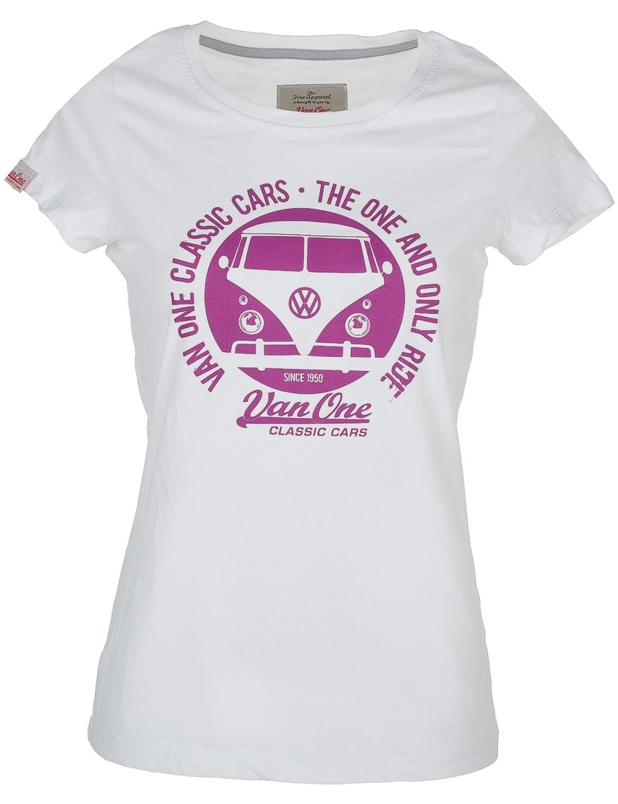 Damen T-Shirt VW Bulli BULLI FACE White / Lila Gr.M