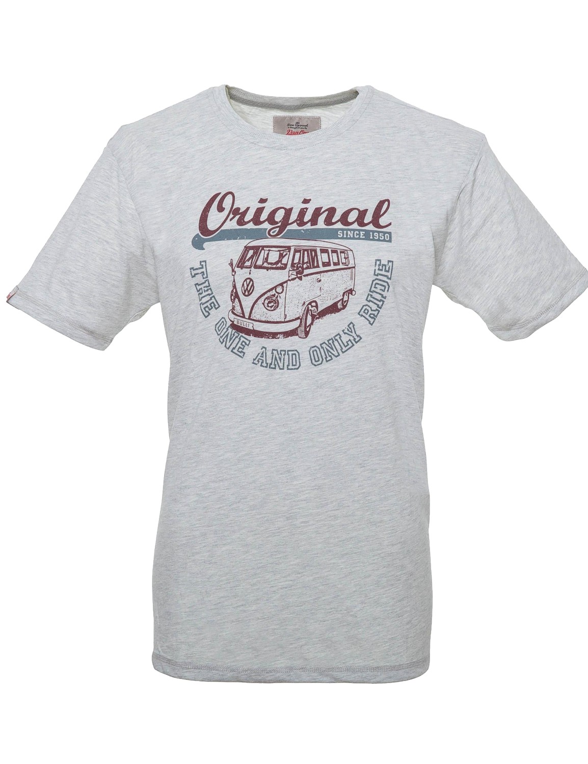 Herren T-Shirt VW Bulli ORIGINAL RIDE Light Grey / Bordeaux Grey Gr.S