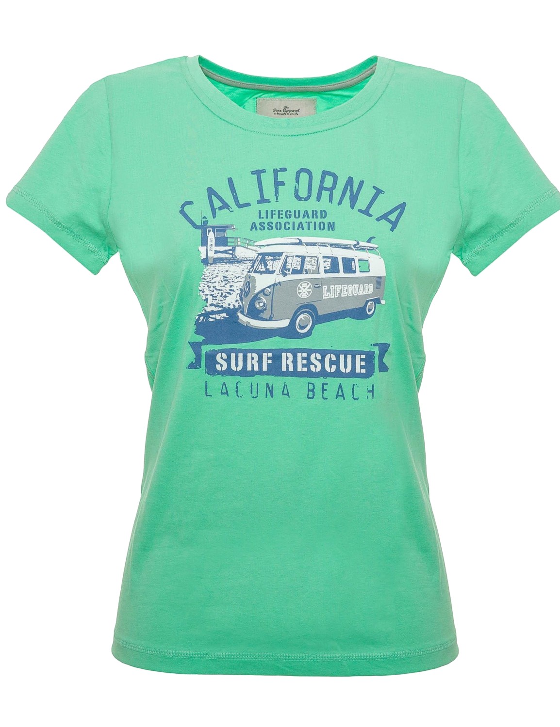Damen T-Shirt VW Bulli LAGUNA BEACH Apple Green / Blue Gr.XS