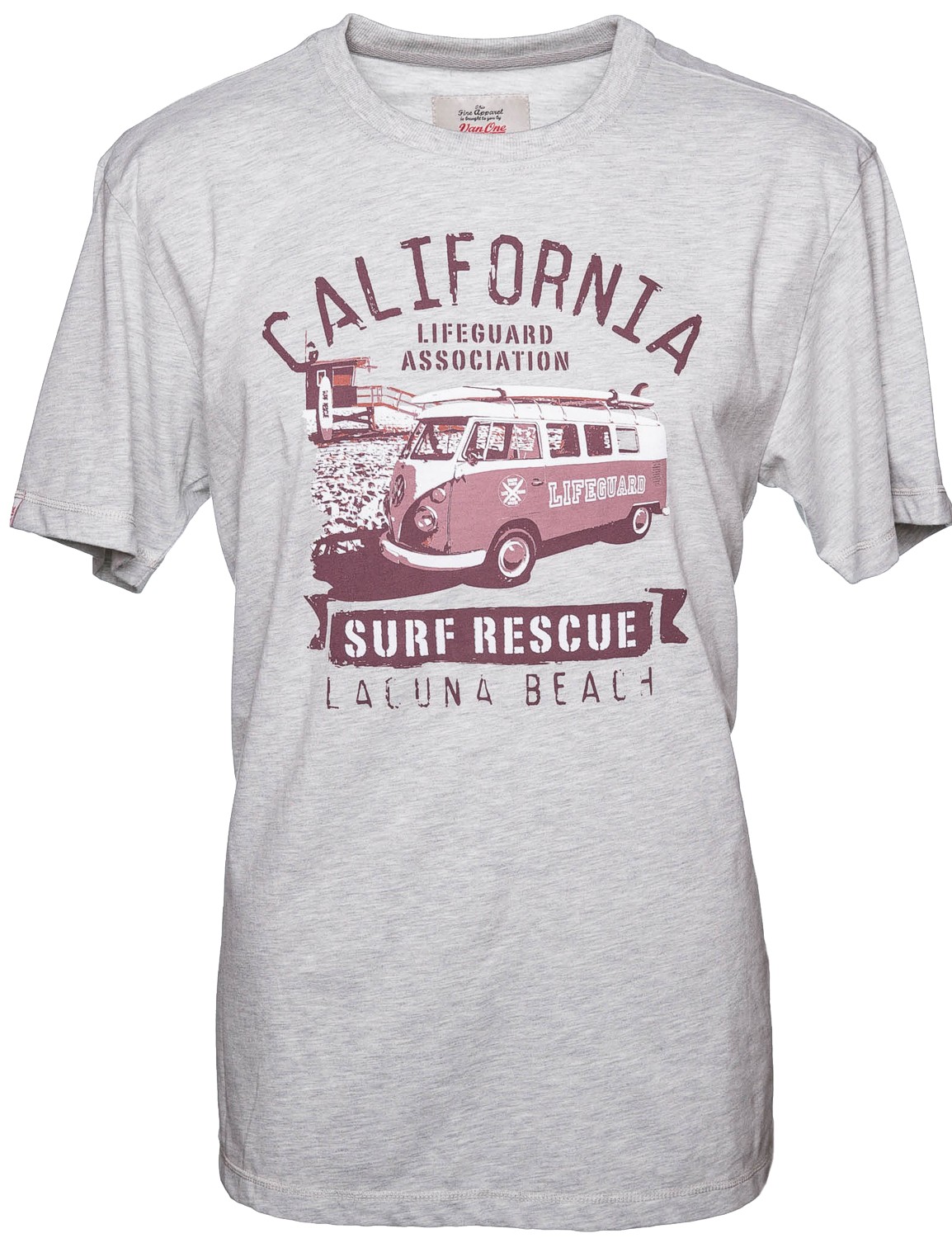 Herren T-Shirt VW Bulli LAGUNA BEACH LightGrey Bordeaux Gr.M